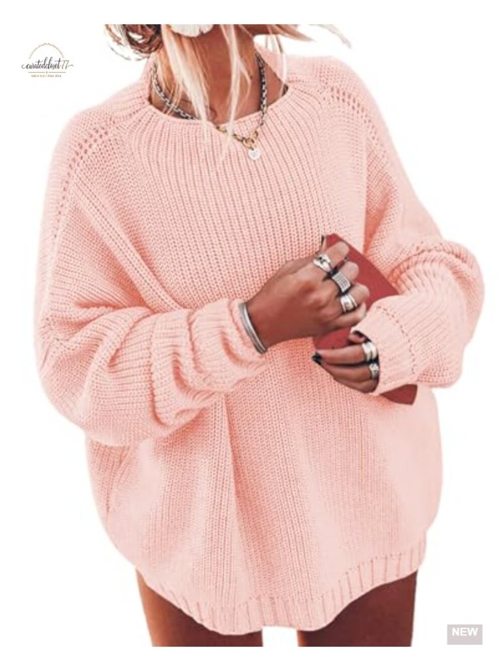 Plus Size Chunky Knit Batwing Sleeve Boat Neck Pullover Sweater